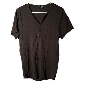 Divided H&M Henley Popover Tunic Top Black S